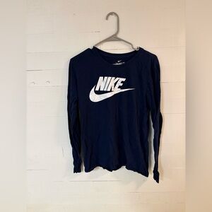 Nike Tee Long Sleeve Shirt Athletic Cut Navy Size Medium